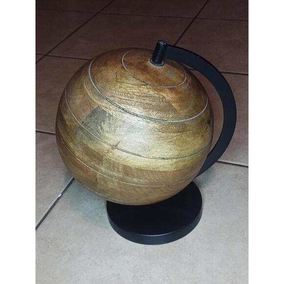 Other - MCM‎ Wooden Globe on Metal Stand 12" Mid Century Modern Decor